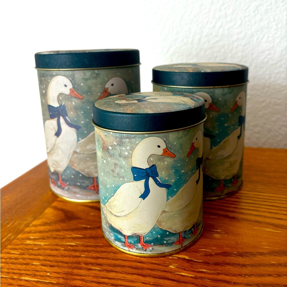 Vintage Geese nesting canister set; 6”, 5.25”, 4.5”